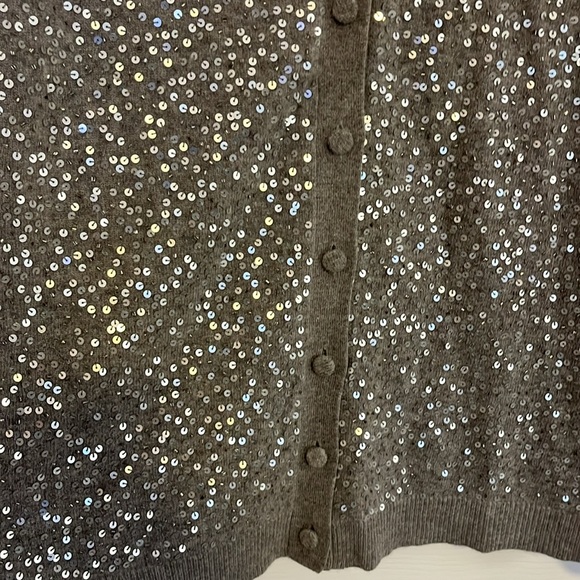 Talbots Gray Wool Blend Cardigan with Silver Sparkly Front - Women’s Size XL - Picture 5 of 11